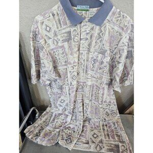 Winner Mate Golf Collection Colorful Patterned Polo Shirt Vintage Men's Large